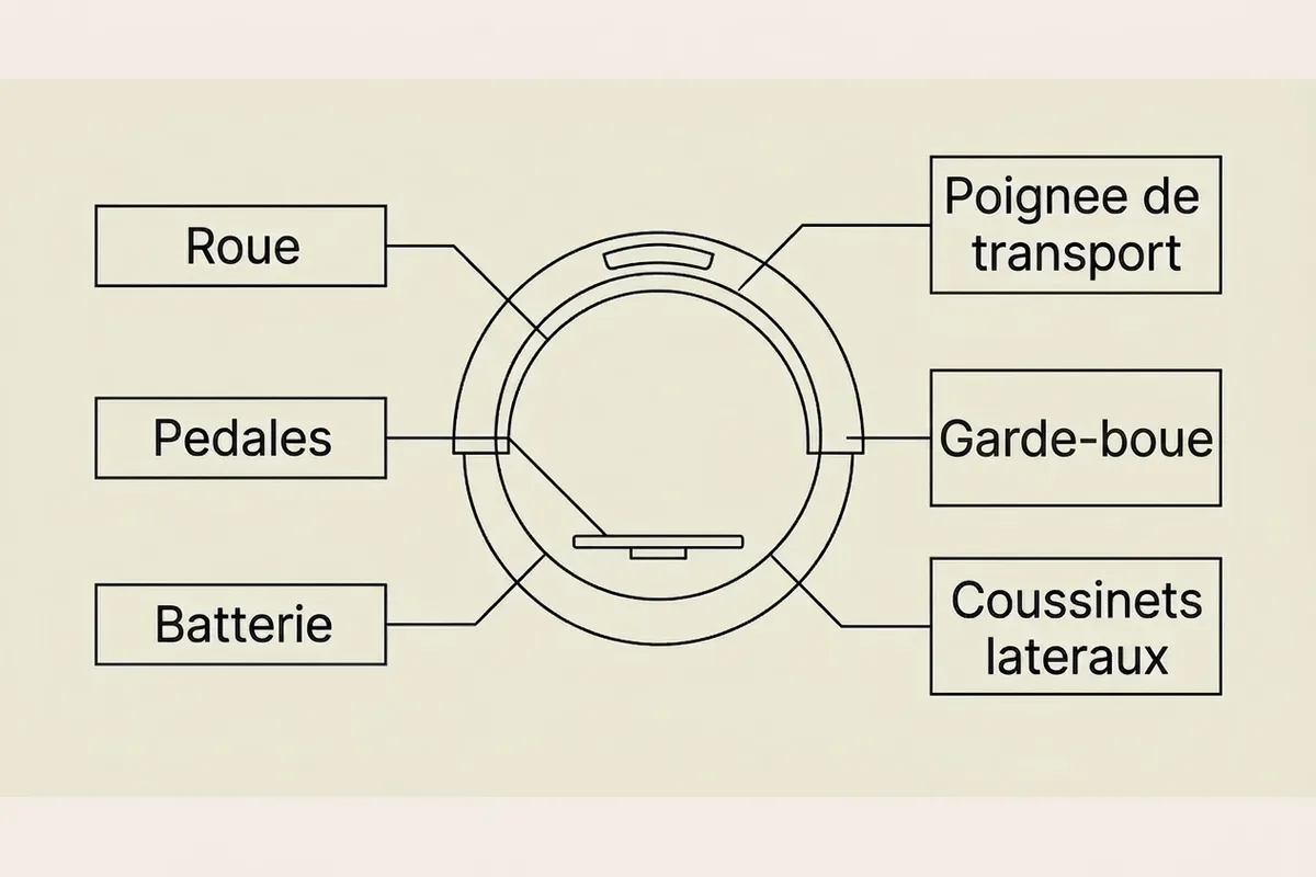 Anatomie d'une gyroroue Schéma des composants d'une gyroroue électrique